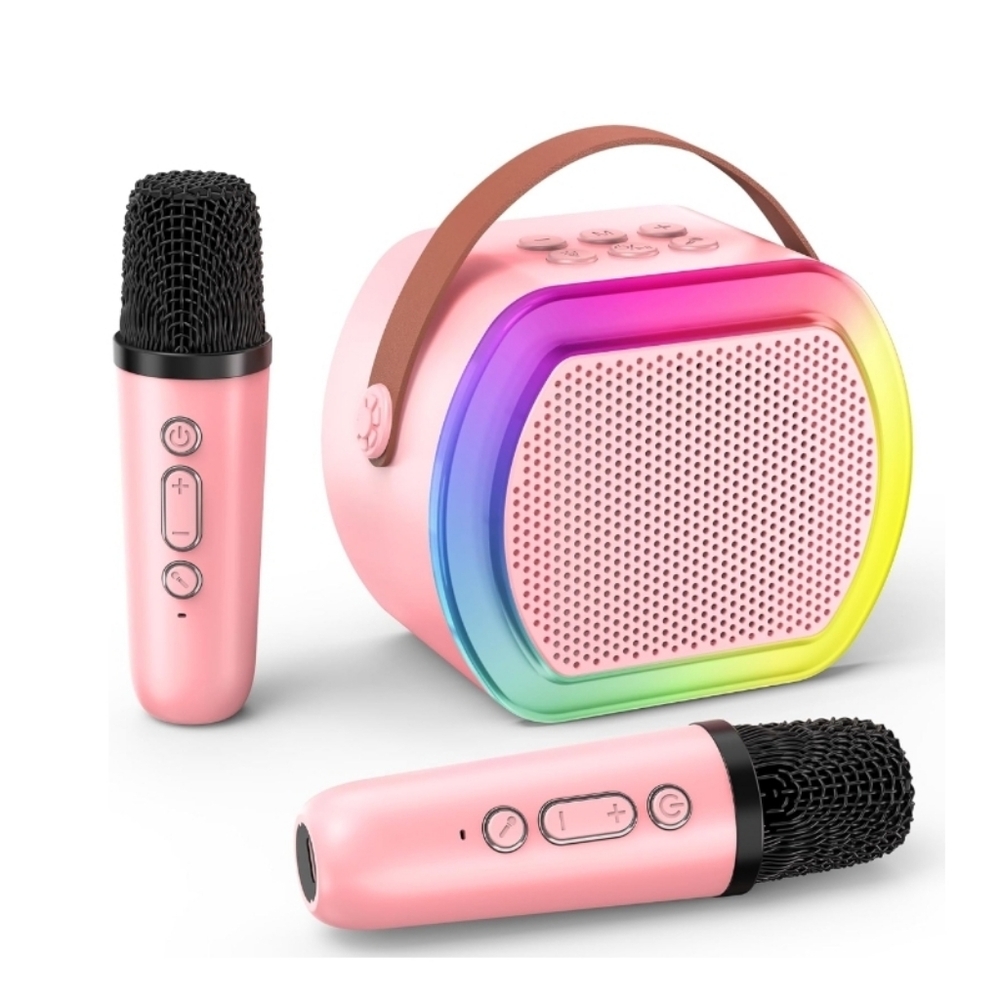 Mini Karaoke Machine with 2 Wireless Microphone